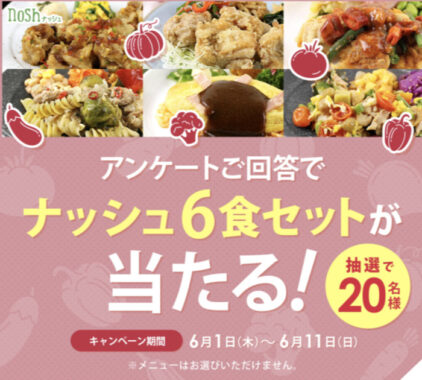 ナッシュ6食セットが当たるLINEアンケートキャンペーン！