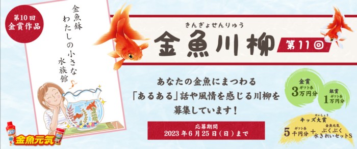3万円分のギフト券も当たる金魚川柳投稿キャンペーン！
