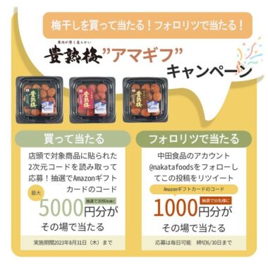 Amazonギフトカードがその場で当たるオープン＆クローズド懸賞！