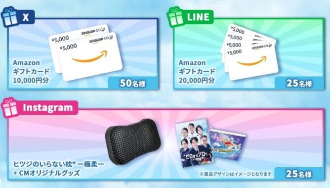 Amazonギフトカード 最大20,000円分 / ヒツジのいらない枕＋オリジナルグッズ