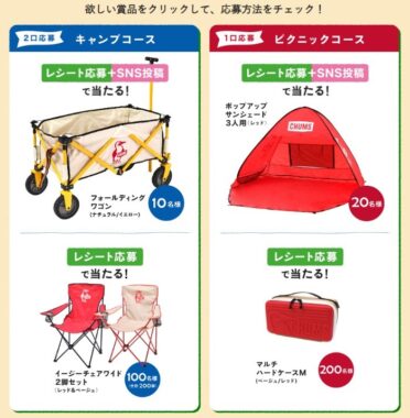 CHUMSオリジナルアウトドアグッズが当たるレシートキャンペーン！