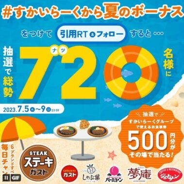 すかいらーくグループの食事券がその場で当たるTwitterキャンペーン！