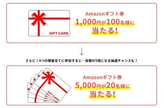 5,000円分のAmazonギフト券も当たる大調査キャンペーン！