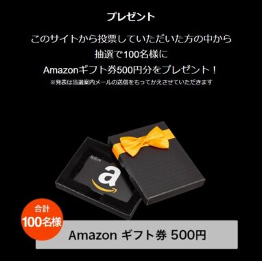 Amazonギフト券500円分が当たる、乗りたい車投票キャンペーン！