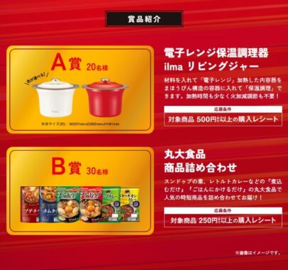 保温調理器や丸大食品商品セットも当たるレシートキャンペーン！