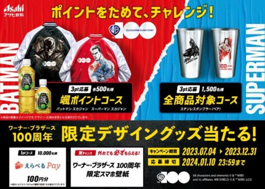 ワーナー・ブラザースの100周年限定デザイングッズ当たる自販機限定キャンペーン！