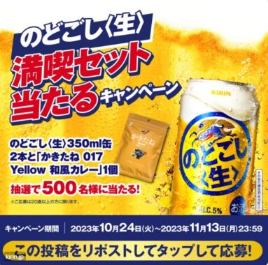 のどごし生＆かきたね 017 Yellow 和風カレーが当たるキャンペーン！