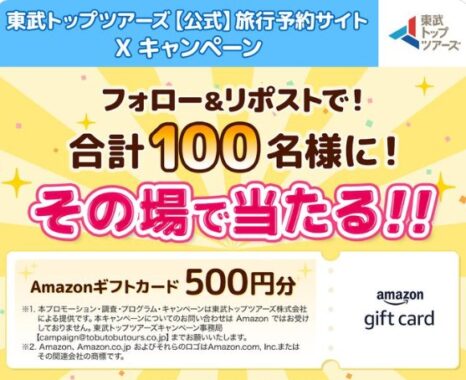 Amazonギフトカード500円分がその場で当たるキャンペーン！