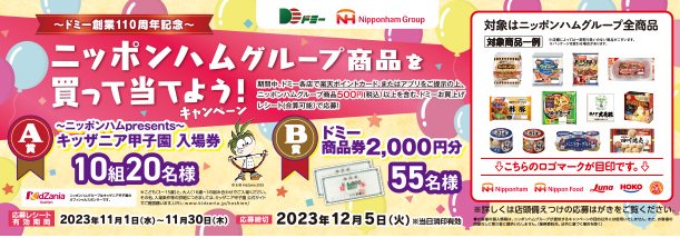 【ドミー×ニッポンハム】ニッポンハムグループ商品を買って当てよう！キャンペーン