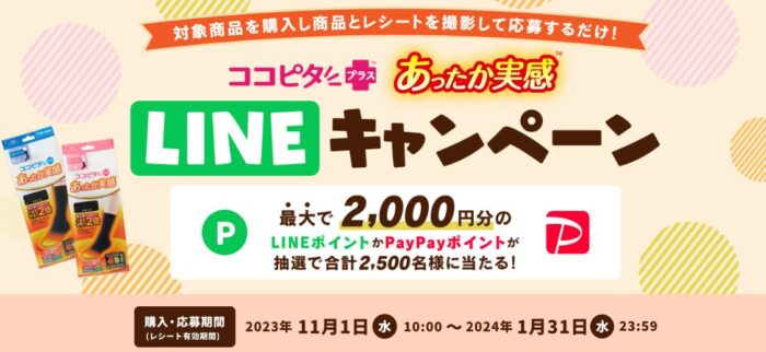 最大2,000円分のえらべるポイントが当たるレシートキャンペーン！