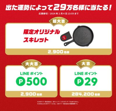 総勢29万名様にその場で当たる大量当選クローズド懸賞！