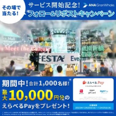 最大10,000円分のえらべるPayがその場で当たるキャンペーン！