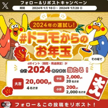 最大20,000円分のdポイントも当たる豪華お年玉キャンペーン！