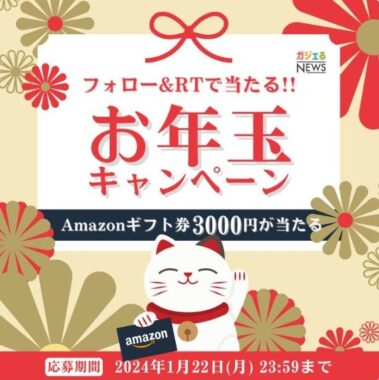 Amazonギフト券3,000円分が10名様に当たるお年玉懸賞！