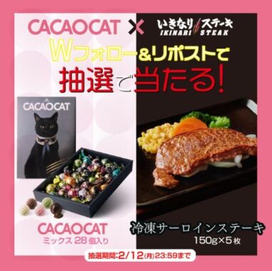 冷凍サーロインステーキ&CACAOCATが当たる豪華キャンペーン！