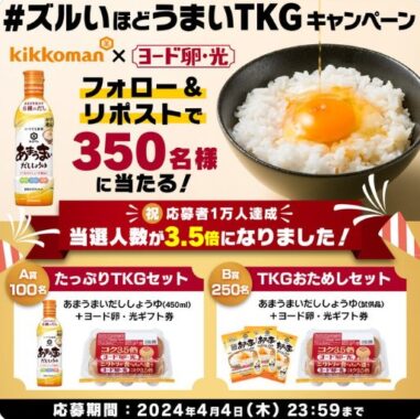 TKGセットが当たる毎日応募Xキャンペーン