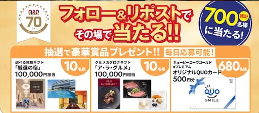10万円相当のカタログギフトやQUOカードが当たる豪華X懸賞