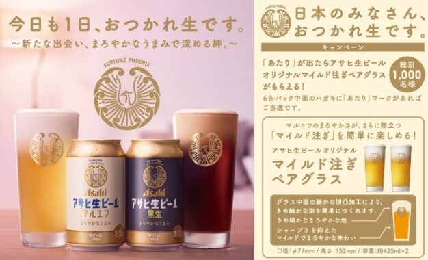 アサヒ生ビールオリジナルマイルド注ぎペアグラスが当たるハガキキャンペーン