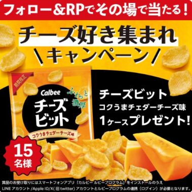 カルビーのチーズビット1ケースがその場で当たるXキャンペーン