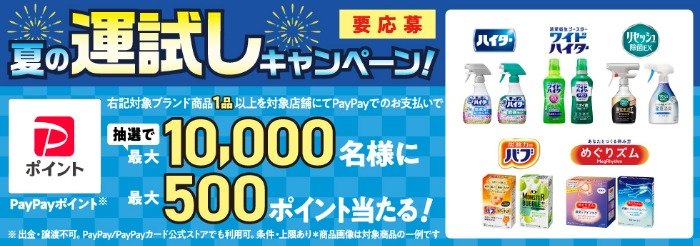 【対象店舗限定】最大10,000名様にPayPayポイントが戻って来る大量当選レシート懸賞