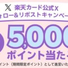 5,000円分の楽天ポイントが当たるほぼ毎日X応募キャンペーン