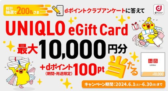 最大10,000円分のUNIQLO eGift Cardが当たる豪華アンケートキャンペーン