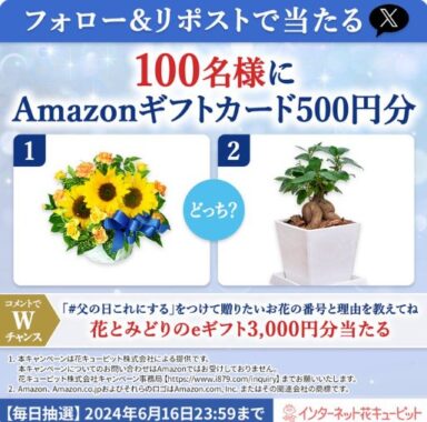 毎日その場でAmazonギフトカードが当たるXキャンペーン