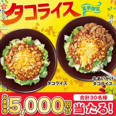 5,000円分のすき家食事券が当たる豪華Xキャンペーン