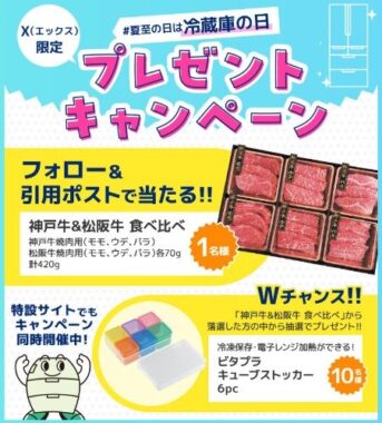 ブランド牛や保存容器が当たる「冷蔵庫の日」X限定プレゼントキャンペーン