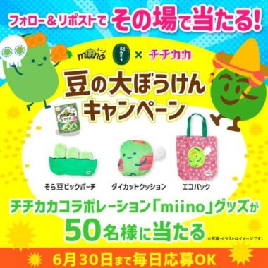 チチカカコラボレーション「miino」グッズがその場で当たるキャンペーン