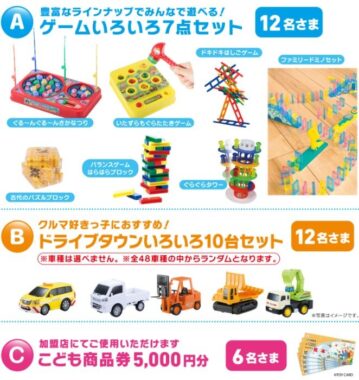 商品券やゲームセット、おもちゃも当たる豪華ハガキ懸賞