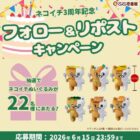 ネコイチぬいぐるみが22名様に当たる毎日応募Xキャンペーン