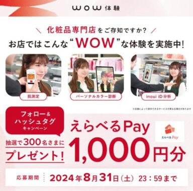 300名様にえらべるPay1,000円分がその場で当たるキャンペーン