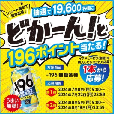 19,600名様にデジタルポイントが当たる大量当選レシート懸賞