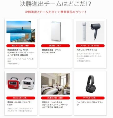 宿泊券や豪華家電も当たる、都市対抗野球クイズキャンペーン