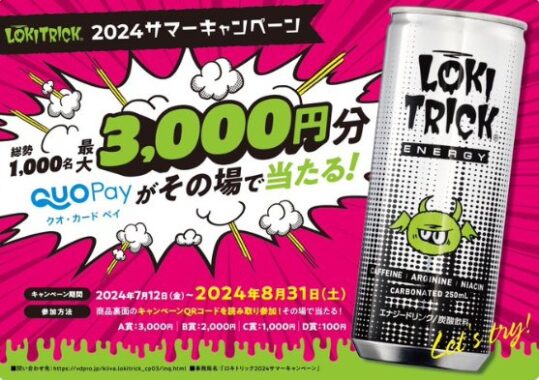 最大3,000円分のQUOカードPayがその場で当たるクローズドキャンペーン