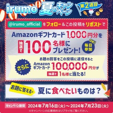 Amazonギフトカード1,000円分が当たる毎日応募Xキャンペーン