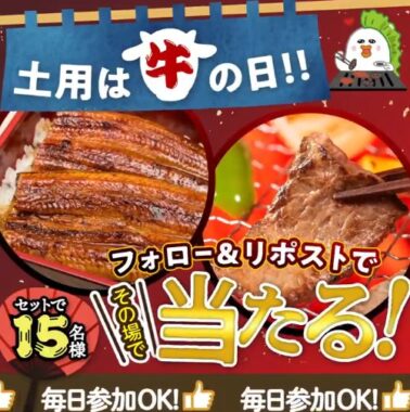 鹿児島黒牛とうなぎ蒲焼きのセットが15名様に当たる豪華X懸賞