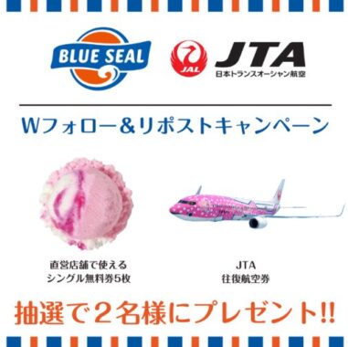 シングルアイス無料券とJTA往復航空券がセットで当たる豪華キャンペーン