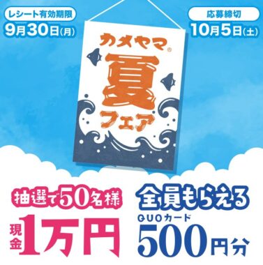 全プレもアリ！現金1万円が当たる、カメヤマのクローズドキャンペーン