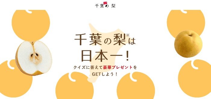 日本一の「千葉の梨」2kgが10名様に当たるクイズキャンペーン