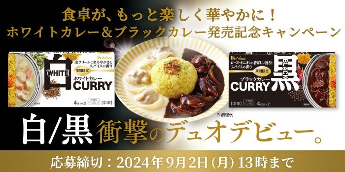 新商品のホワイトカレー・ブラックカレーが当たる会員限定キャンペーン