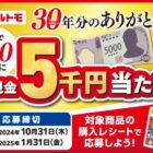 現金5千円が600名様に当たる、マルトモのクローズドキャンペーン