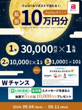 総額10万円分のPayPay ポイントが当たる豪華毎日応募キャンペーン