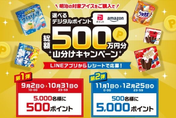 総額500万円分デジタルポイントが当たる、明治の豪華クローズドキャンペーン