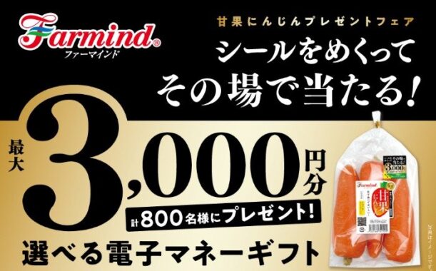 3,000円分の電子マネーギフトが当たる、ファーマインドのクローズドキャンペーン