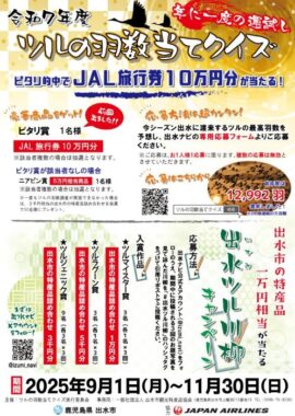 鹿児島県出水市のツルの飛来数予想や川柳に挑戦するキャンペーン