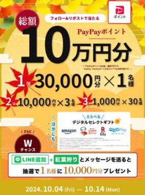 最大30,000円分のPayPayポイントが当たる豪華Xキャンペーン