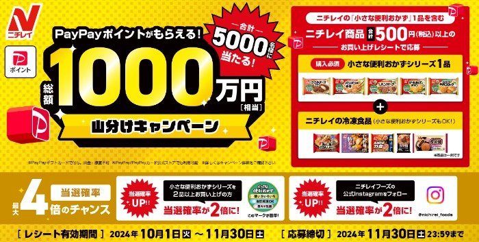 総額1,000万円分のPayPayポイントが当たる大量当選クローズド懸賞