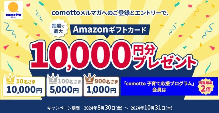 最大10,000円分のAmazonギフトカードが当たるメルマガ登録キャンペーン